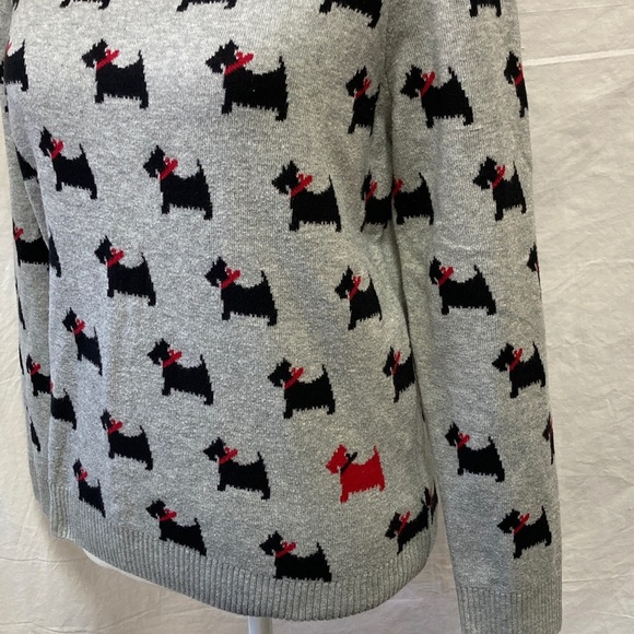 Charter Club Sweaters - Charter Club PETITE Gray Sweater with Black Scottie Dog Pattern